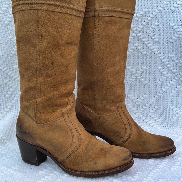 Women’s Frye Jane Stitch Oiled Suede Leather Boots sz 8 - Picture 2 of 14